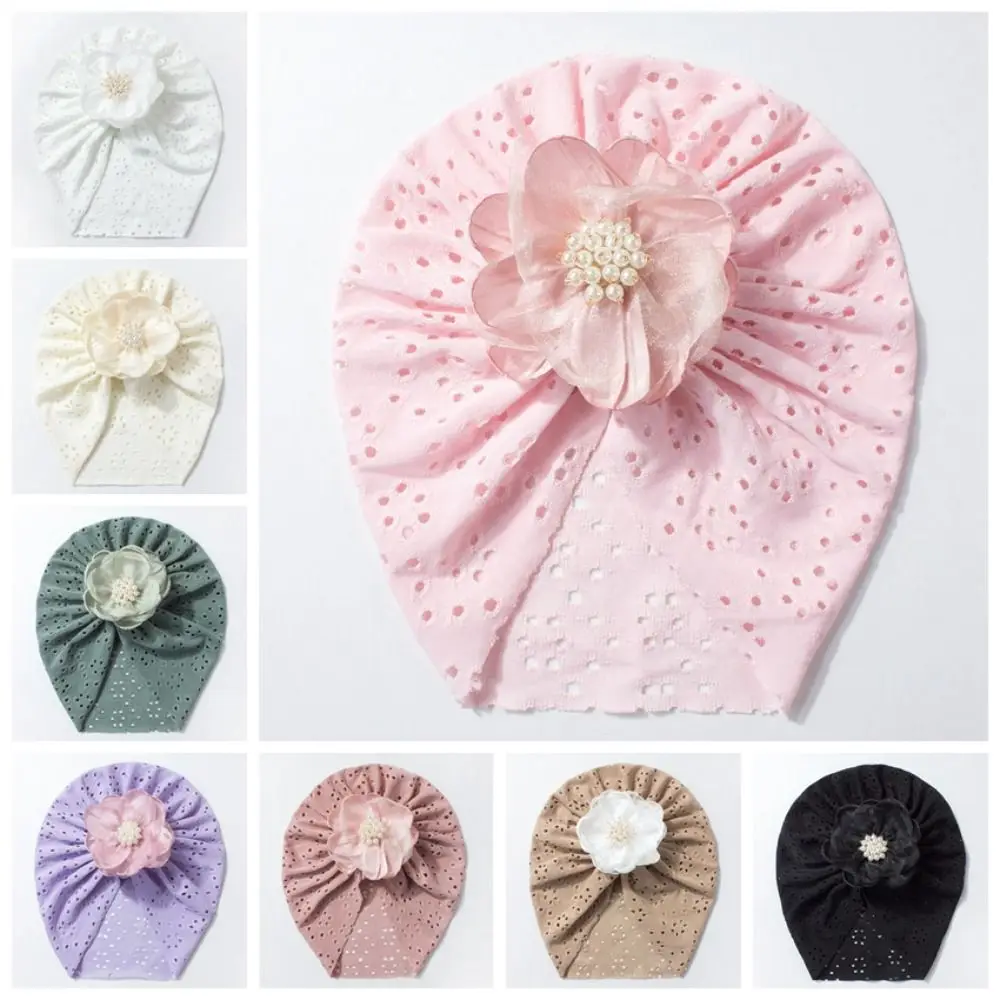 Lovely Lace Flower Baby Hat Hollow Elastic Newborn Indian Cap Breathable Toddlers Infant Beanies Kids Hair Accessories