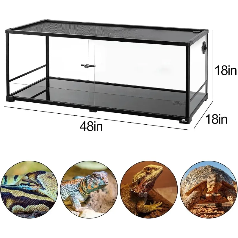 ^67 Gallon Reptile Tank, Glass Reptiles Terrarium 48