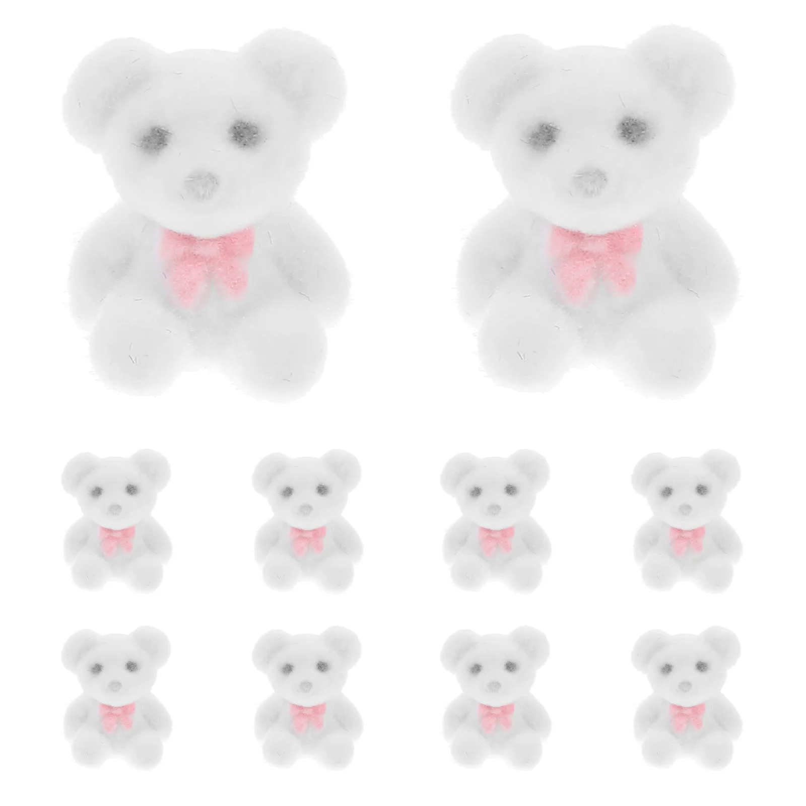 

10 Pcs Mini Bear Flocked Miniature DIY Accessories Figurine Figurines Pvc Ornament