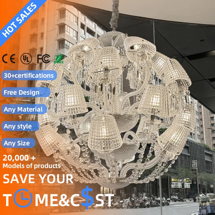 Luxury Energy Saving Crystal Chandelier Pendant Lamp AC Compatibility Modern Hanging Design for Hotel/Villa Ceiling Lighting
