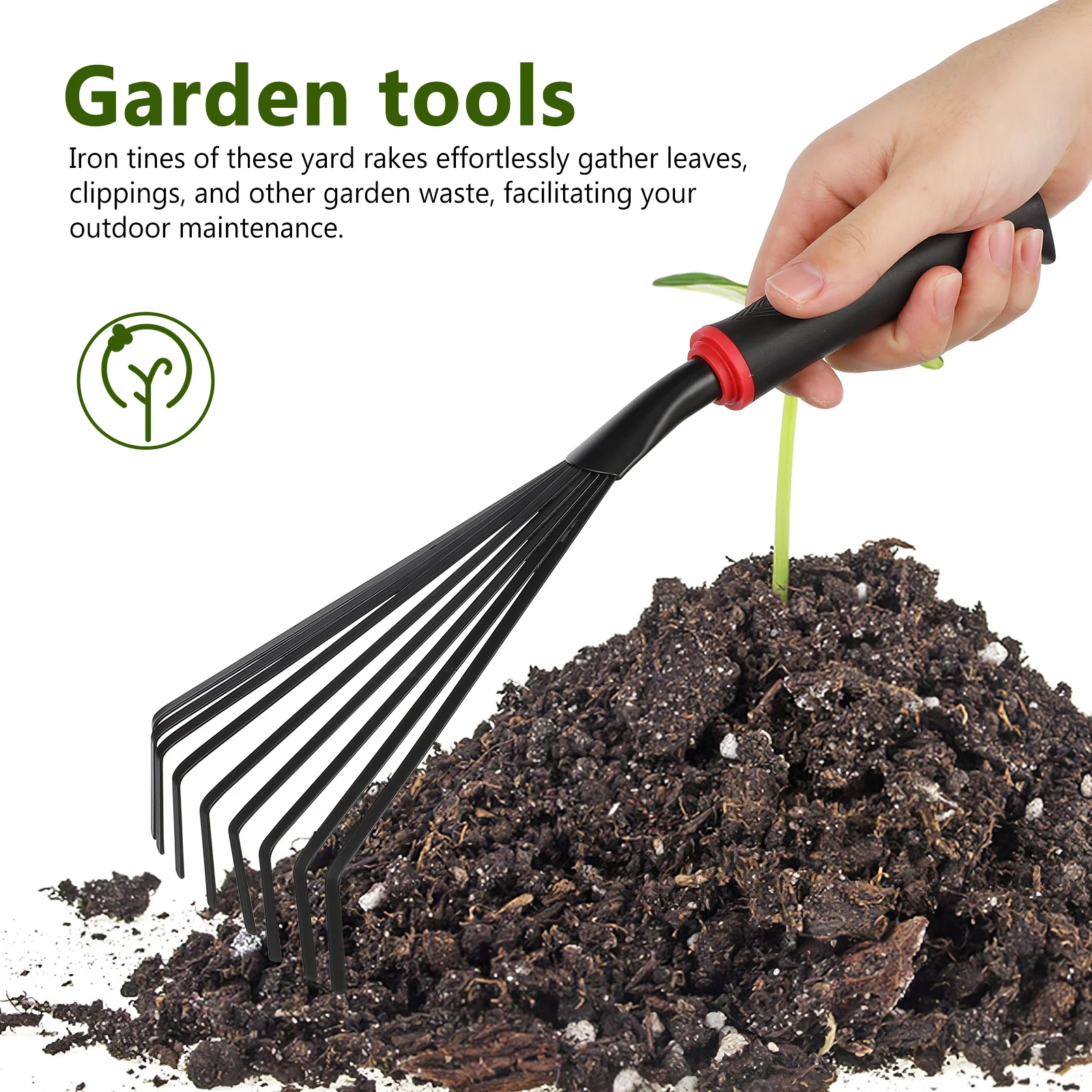 

2pcs Planting Shovel Rake Garden Tools Yard Tools Metal Iron Weeding Short Handle Leaf Gathering Small Yard Tool