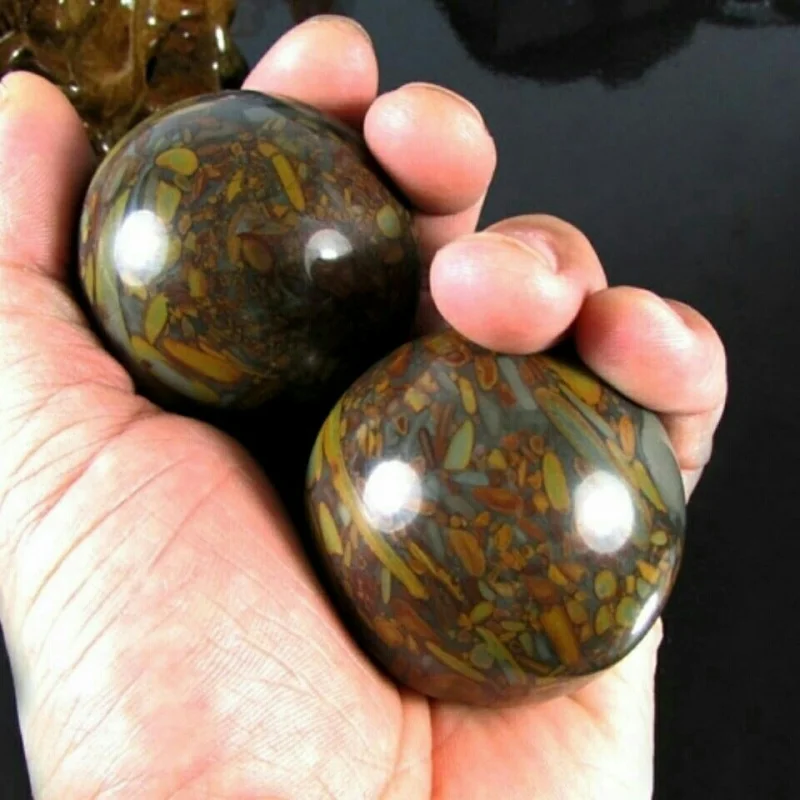 Natural Jade Nuvacite Jadeite Jade Ball Jade Fitness Ball for Middle-aged and Elderly Hand Massage Health Ball