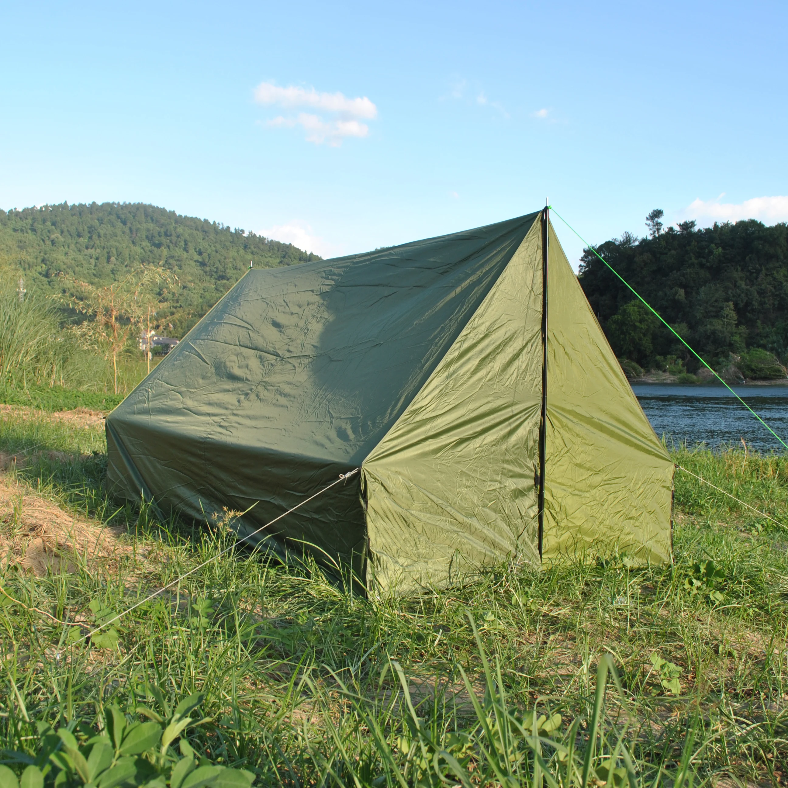 Outdoor Camping Tarp Tent, Survival Gear Shelter, A Character Type Rainfly Tent, Rodless Tent, Tree Tent, CZX-831