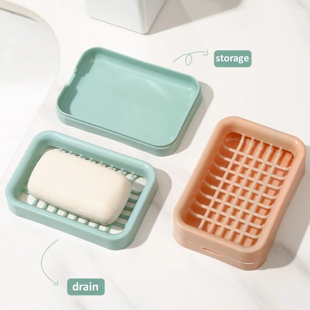 Double Layer Soap Dish Drain Soap Box Bathroom Dish Plate Home Travel Shower Toilet Soap Holder Container Plastic Storage Box