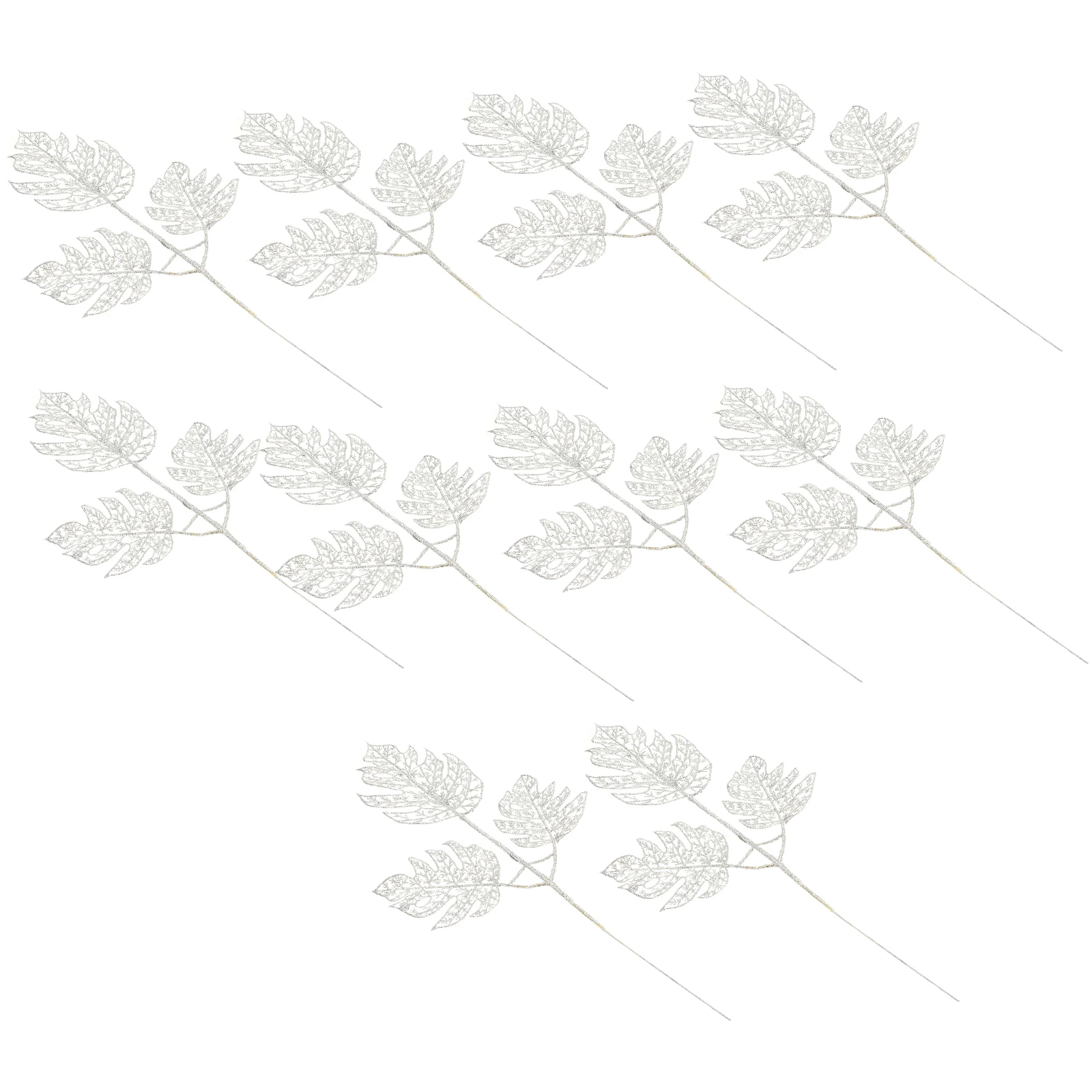 

Simulated Leaves Christmas Decor Glittered Leaf Decorations Silver Garland Fake Leaf Craft Xmas Tree Party Wreath Gifts