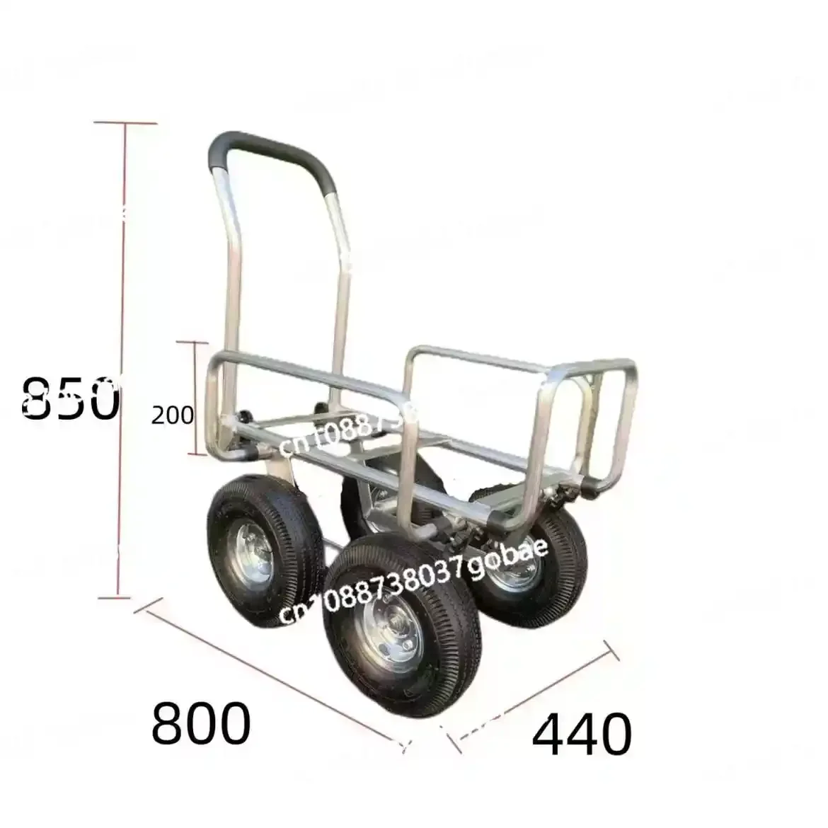 10-Inch aluminum four-wheel multi-function cart, silent flat-panel push tool cart, household truck