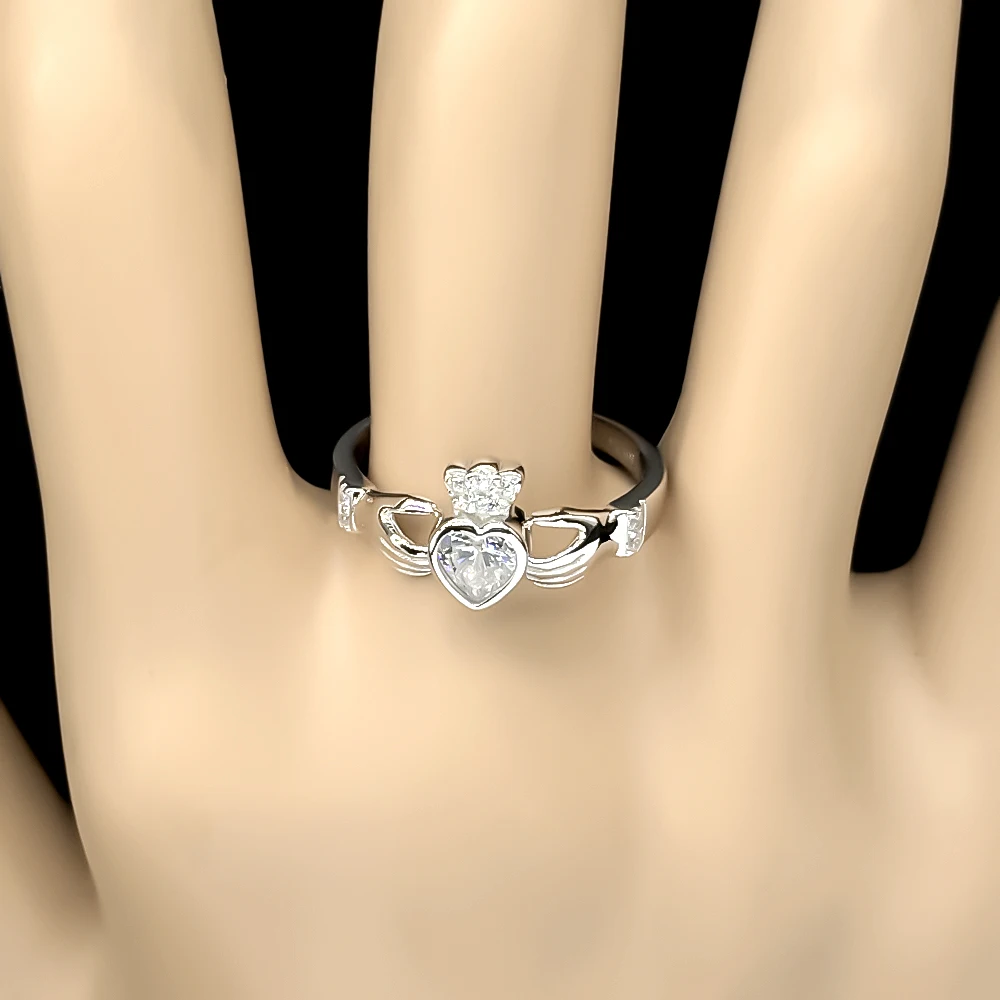 925 Sterling Silver Irish Claddagh Zircons Ring for Women Men Charms Heart Crown Finger Rings Wedding Promise Love Jewelry Gift - view 5