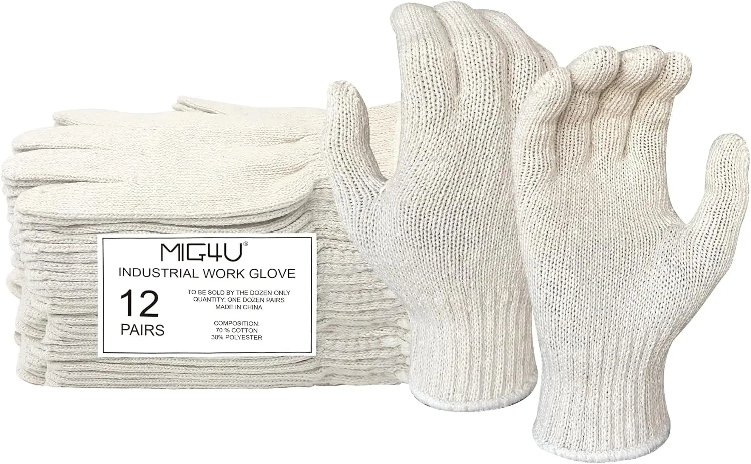 12 Pairs Cotton Work Gloves for Safety, Heat Protection & BBQ - Large Size, Economical