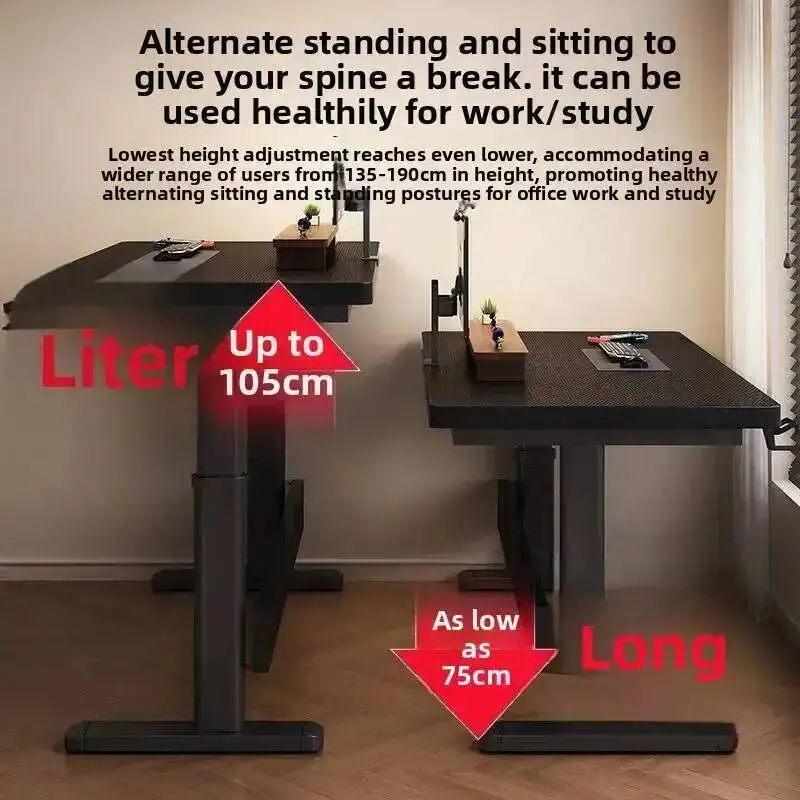 Up Desk Computer Adjustable Stand Standing Electric Controller Ergonomic Computer Desk with Splice for Home Office Laptop Table