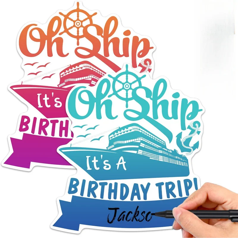 2pcs Birthday Cruise Door Magnets Door Magnet Conch Magnetic Birthday Cruise Door Decorations Fridge Decor Cabin Refrigerator