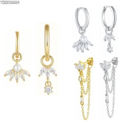 925 Sterling Silver Needle Exquisite Luxury Earrings Leaf Design Water Droplet Tassel Pendant Women's Earrings Jewelry Wedding