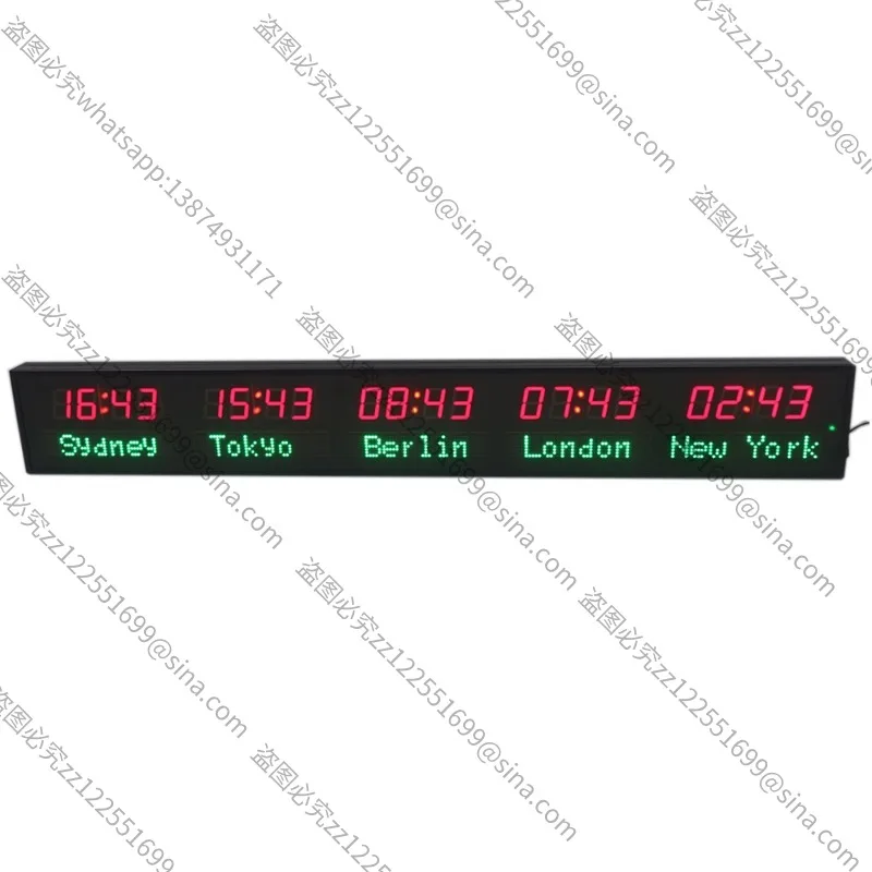 Applicable To 1.8LED Mirror World Clock, Hotel Front Desk Multi-city Time Zone Wall Clock