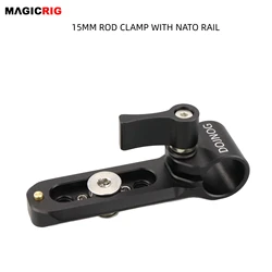 MAGICRIG 15mm Rail Clamp Mount Rod Clamp with NATO Rail Compatible with 15mm Rod and NATO Clamp for Camera Handle / Camera Cage