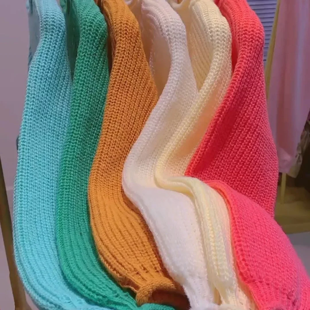 فضفاض جولة الرقبة محبوك سترة المرأة الخريف الشتاء الأصفر الحليب اللون الكورية نمط ملابس خارجية كسول نمط أعلى قميص