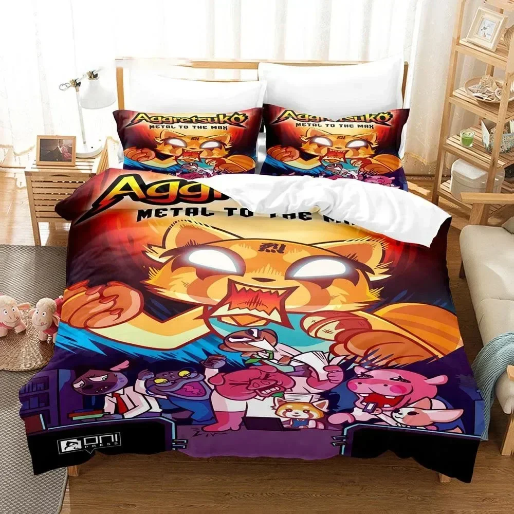

3D Printed Aggretsuko Retsuko Bedding Set Duvet Cover Sheet Printed Bed Set Pillowcase Full Queen King Size Comforter Bedroom