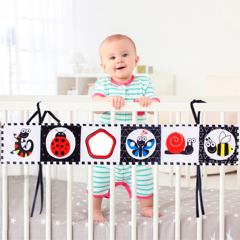 Black and White High Contrast Soft Cloth Book for Baby Infant Time Folding Educational Activity Cloth Book Crib Toys