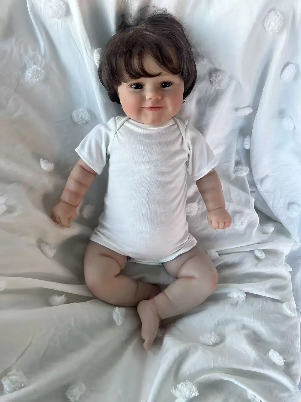 Muñeca Reborn de 48CM, Maddie, chica sonriente, pintura detallada a mano, piel con venas visibles, imágenes reales, muñecas para niñas