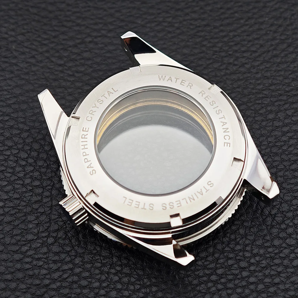 Obudowa męskiego zegarka w kolorze srebrnym, 41,7 mm, z mechanizmem M8215, akcesoria, szafirowa tarcza, zegarek na rękę 31 mm, pudełko na zegarek.