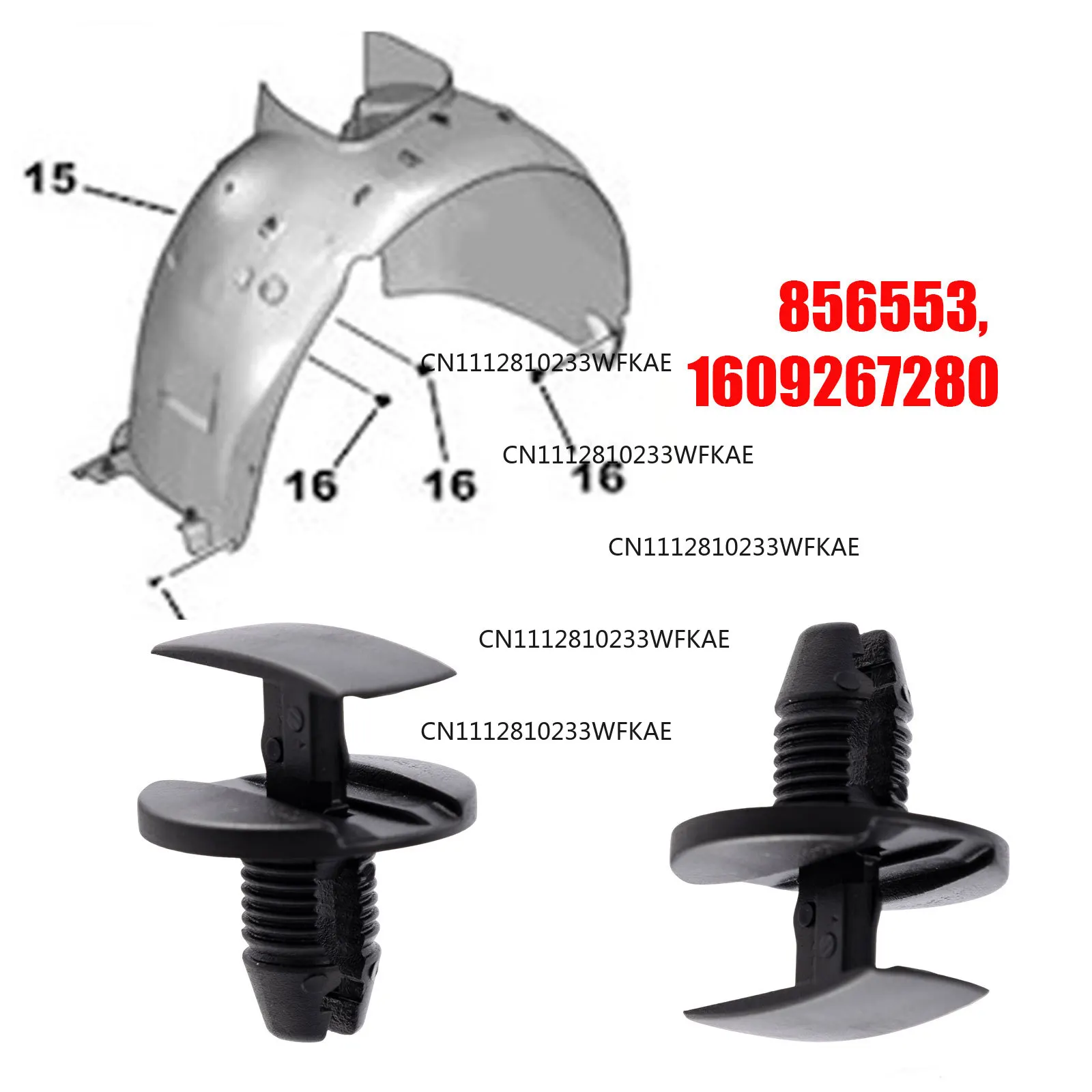 For PEUGEOT 206 207 307 308 Citroen C3 C4 C5 C6 Bumper Fender Liner Wheel Arch Mounting Trim Clip Fasteners Rivets