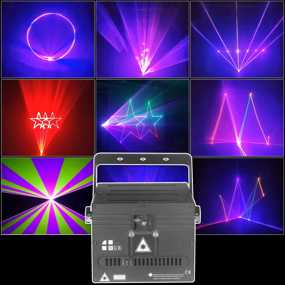 Novo programa rgb laser 1w 2 3 4 projetor 25kvpps scanner feixe de iluminação palco ilda controle dmx festa dj bar discoteca clube noite