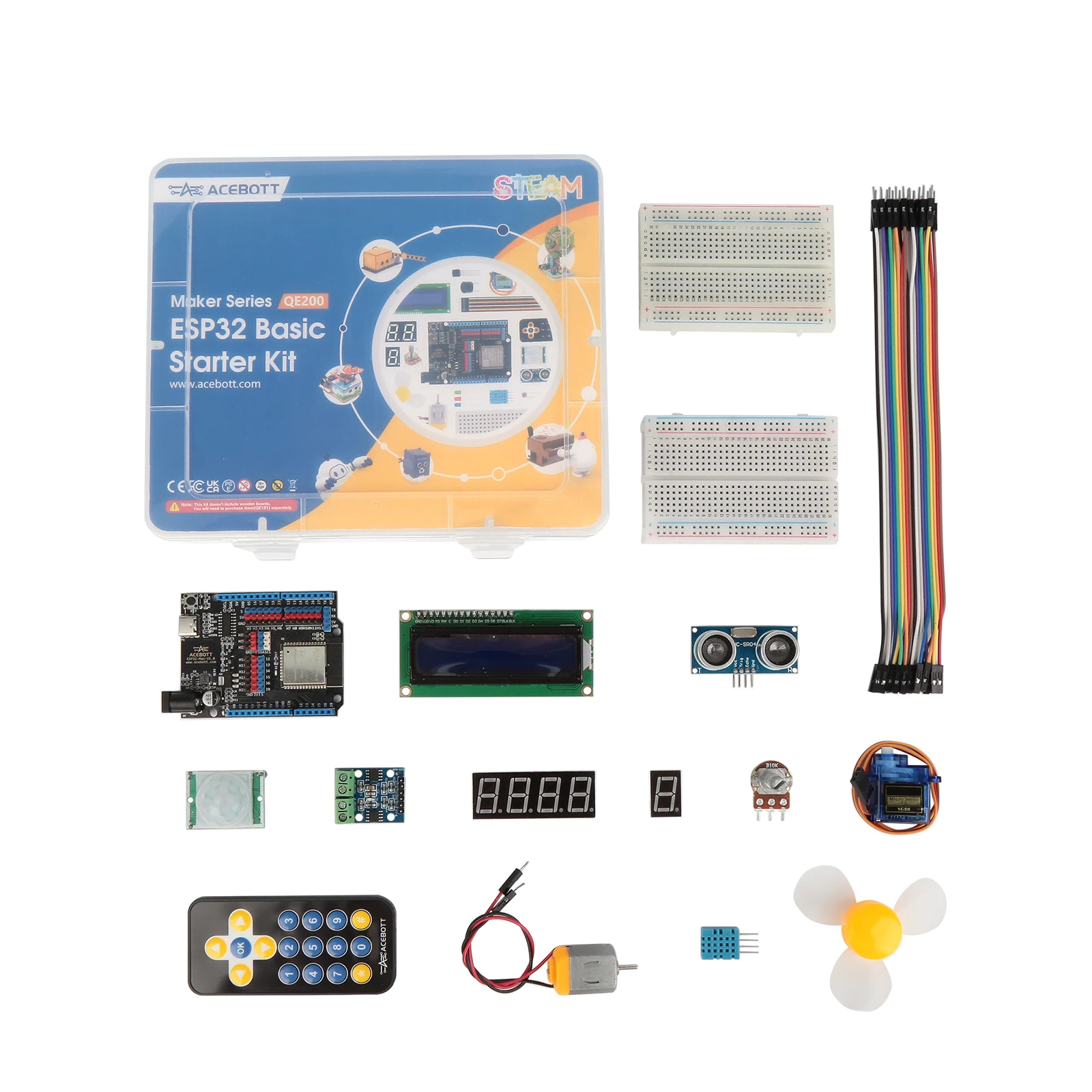 ACEBOTT Basic Starter Kit for ESP32 Total 96 Items Electronics Starter Kit Compatible with Arduino Scratch Electronics kit
