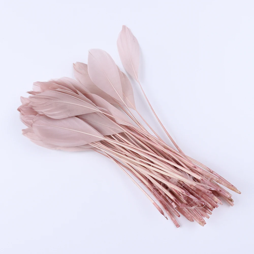 50 Stuk/zak Lange Ganzenveren Gestript Coque Modevak Veren Fascinators Hoeden Passementen Gekleurde Handwerk Accessoires