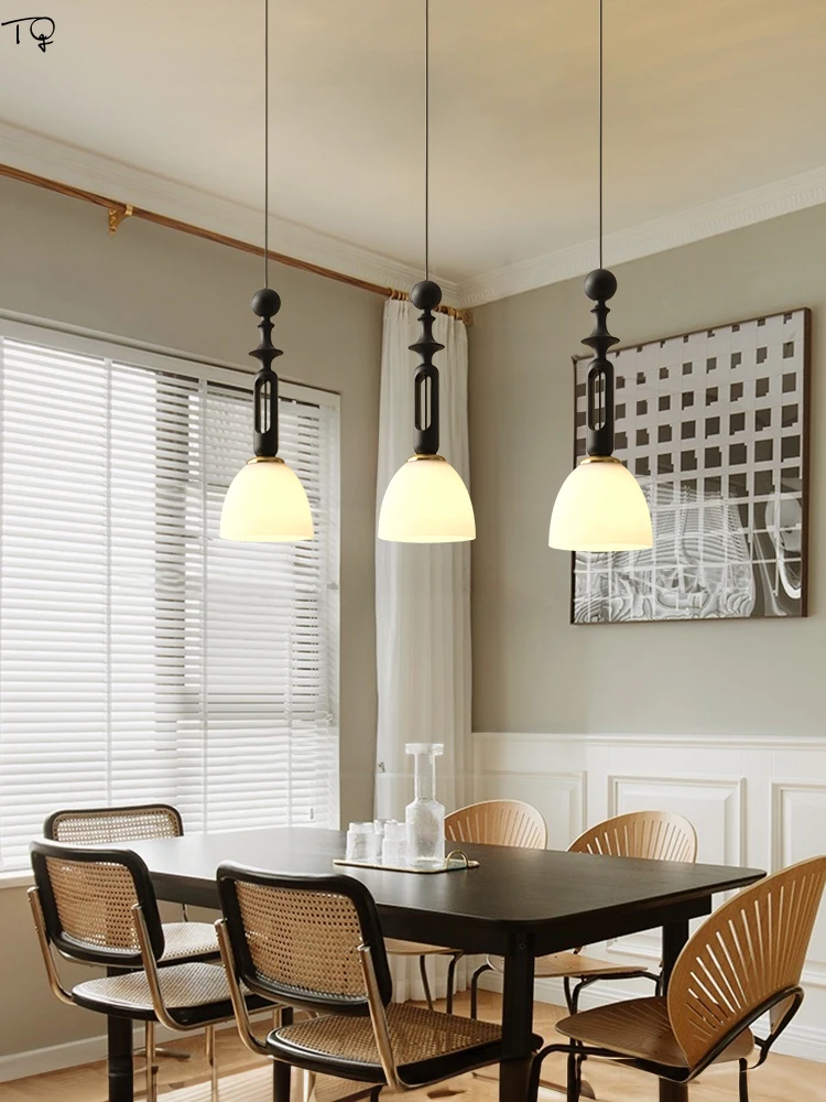 أضواء متدلية من الخشب الصلب في العصور الوسطى ، مصباح معلق كلاسيكي ، غرفة نوم المطعم ، غرفة المعيشة ، عمود روماني ، LED ، E27 ، وابي-سابي #4