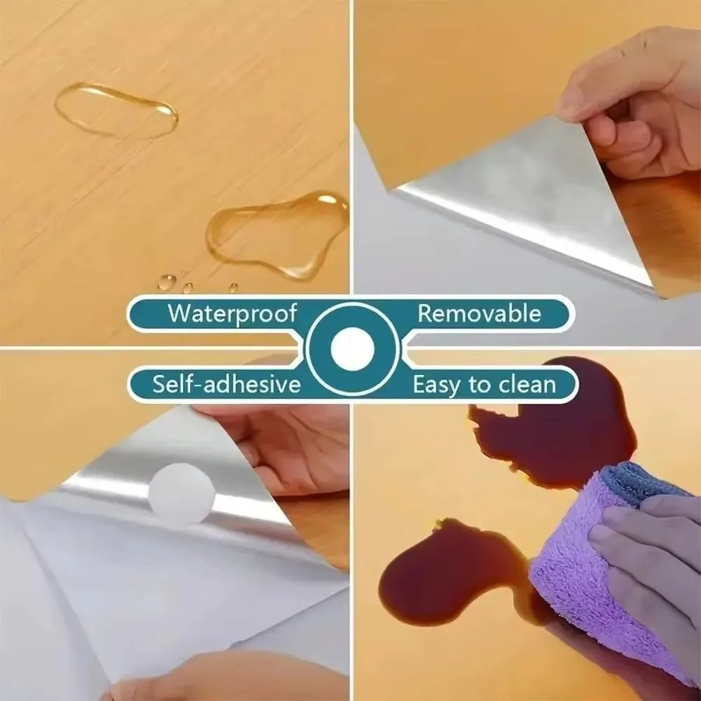 بولي كلوريد الفينيل المقاوم للصدأ نحى الفضة القابلة للإزالة خلفية ديكور فيلم الفينيل مقاوم للماء النفط واقية الأجهزة المنزلية المطبخ مصعد ملصق