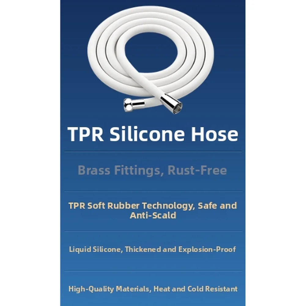 RV Shower Hose Soft Shower Hose Knot-free Design for g1 2 Tapered Connector Hexagonal Connectors Food-grade Silicone