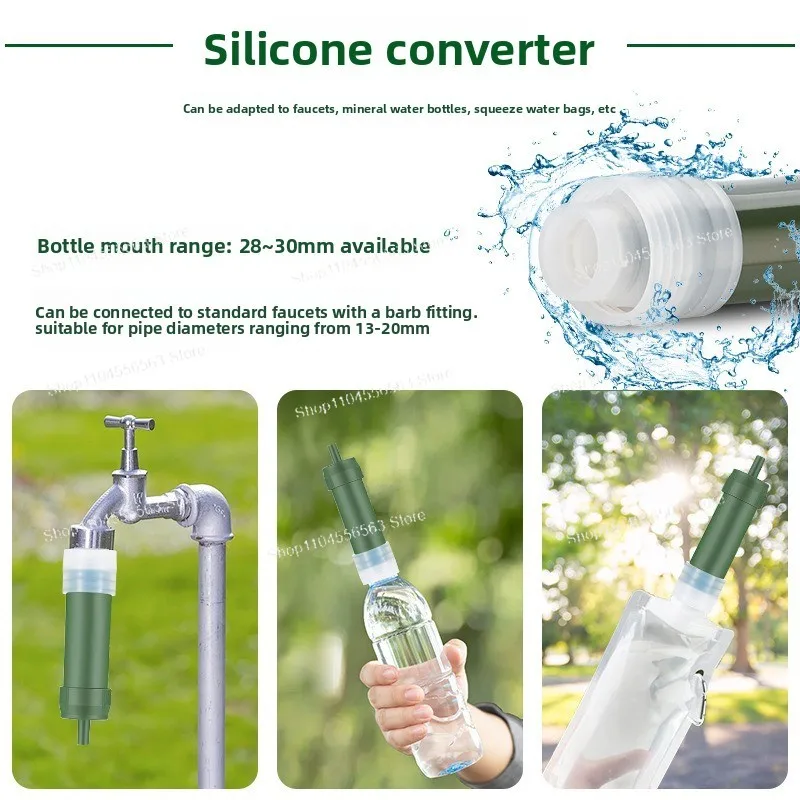 Portable Water Filter Straw for Outdoor Camping, Emergency Survival Kit with High Flow Rate, Removes 99.9% Bacteria & Parasites