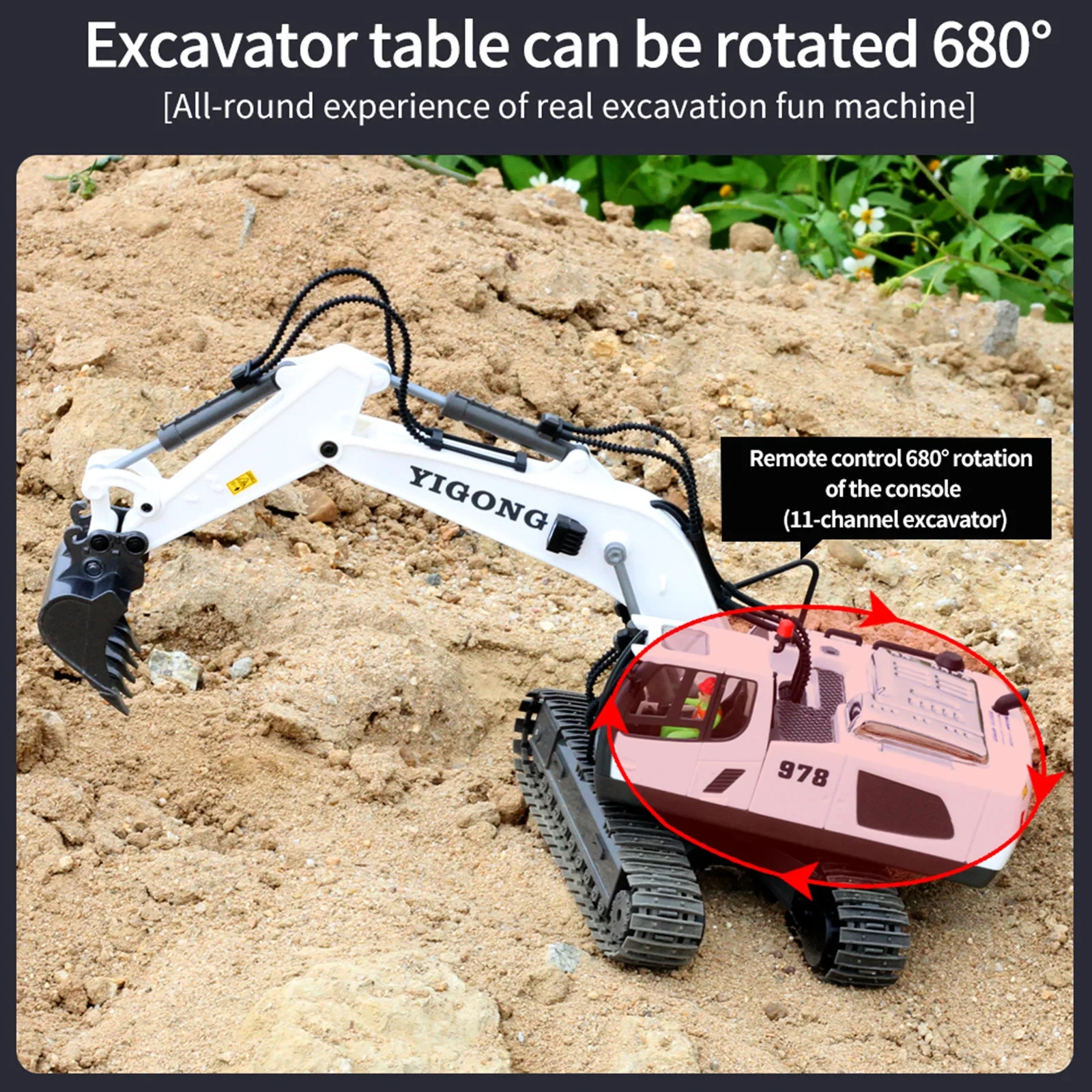 1/20 RC Excavator Dumper with Light Music 2.4GHz 11CH Big RC Truck Engineering Vehicles Educational Toys for Kids Christmas Gift