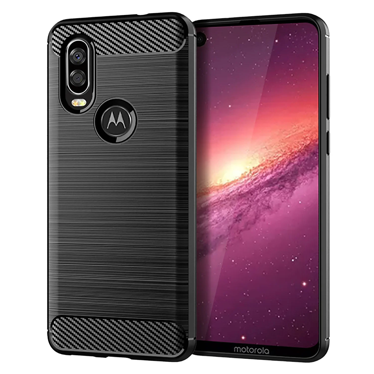 Brushed Case For Motorola One Vision Plus moto one fusion Carbon Fiber Cover for Moto one action Fusion+ Shockproof Cases Fundas