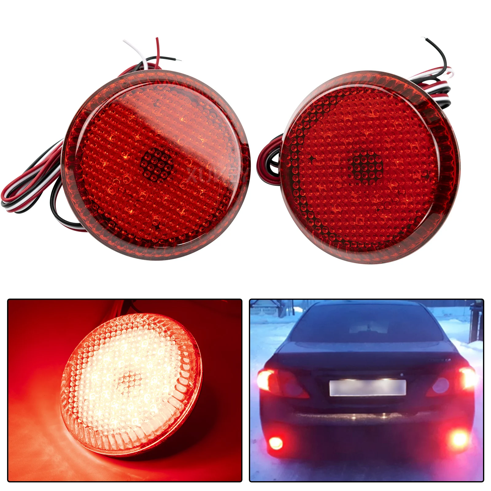 2x Red LED Rear Bumper Reflector Lights Car Tail Lamps Brake Stop Light For Nissan Qashqai X-Trail T31 For Toyota Corolla Sienna