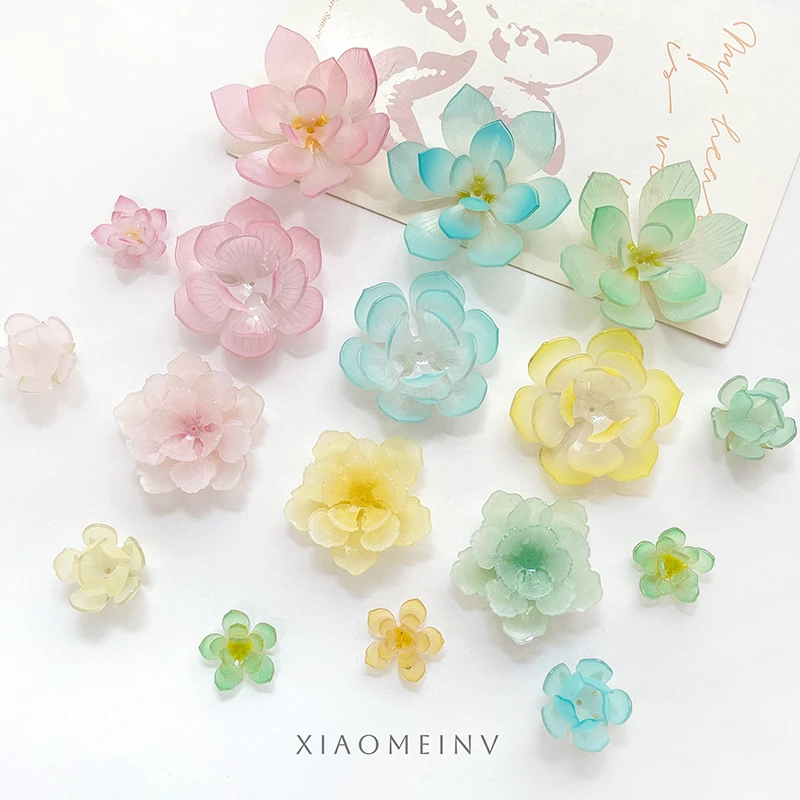 4pcs Heat Shrink Sheet Flower Fresh Summer Lotus Series Perforated Patch DIY Ancient-style Clothing Material