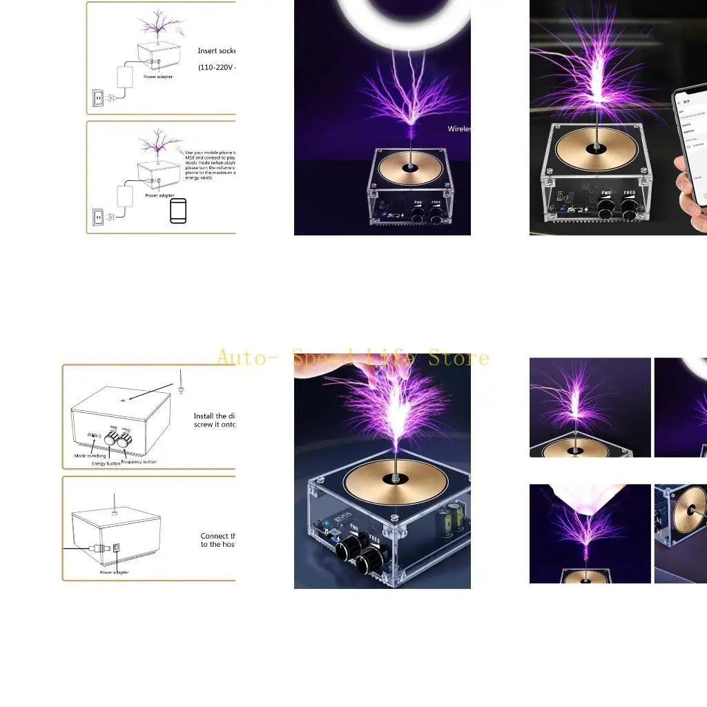 

02DA Настольный Bluetooth-совместимый музыкальный катушка, импульсный электрический дуговой генератор высокой мощности, катушка
