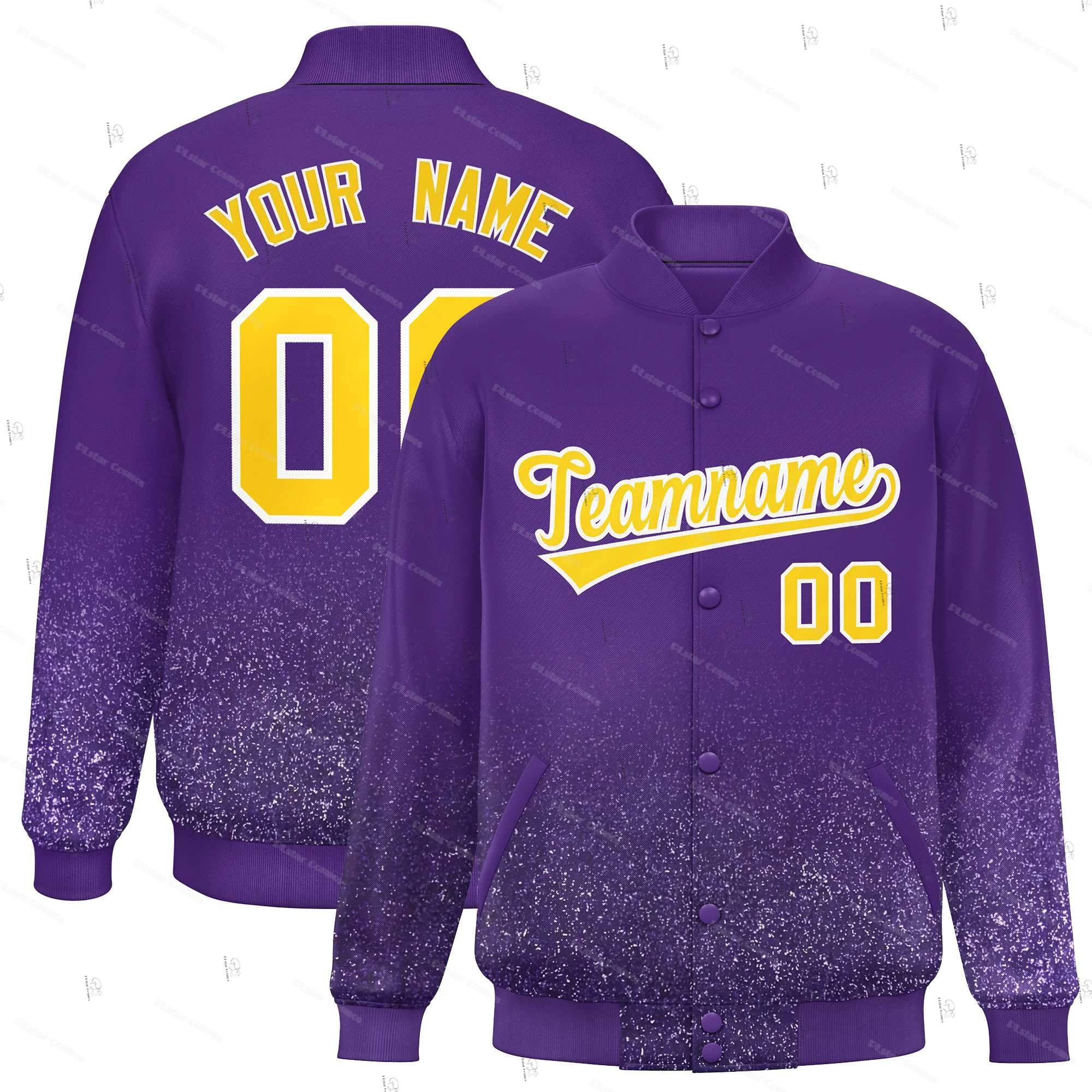 Custom Name Number Graffiti Gradient Colorful Pattern Retro Harajuku Autumn Winter Casual Unisex Button Coat Baseball Jacket A10