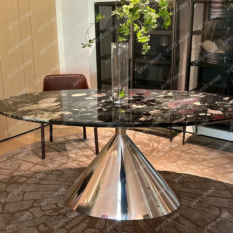 A  Natural Moonlight Starry Luxury Stone Dining Table High-end Custom Light Luxury Marble Rectangular Household Dining Table