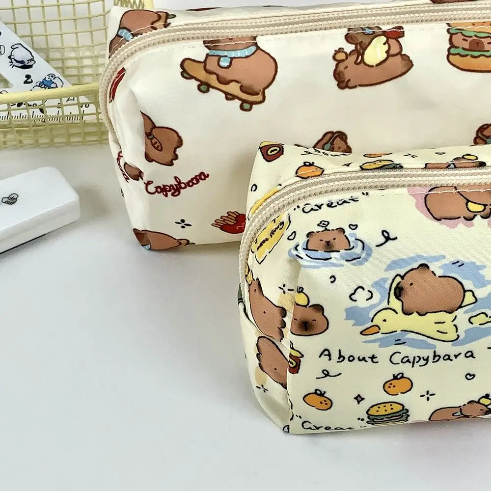 Lindo bolso multifuncional para bolígrafos, bolsa de papelería Capybara de gran capacidad, organizador de papelería, regalo