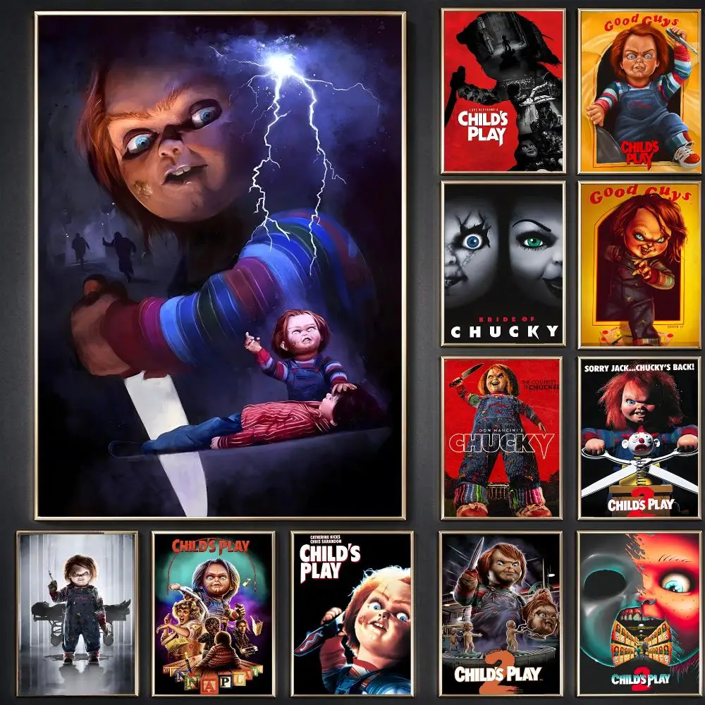 Horror Movie Chucky Child's Play Poster Waterproof Sticky WallArt Print For Bedroom Living Room Hallway Bar Home Decor