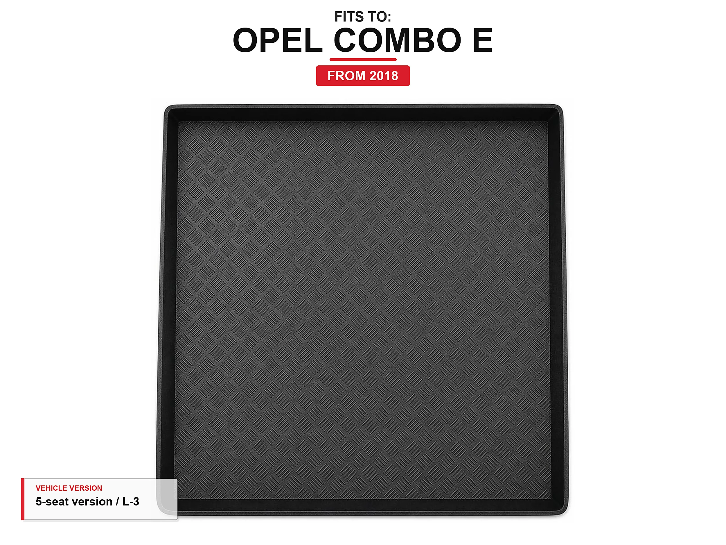 Kofferbakmat met randafwerking voor: Opel Combo E 2018- 5-zits versie