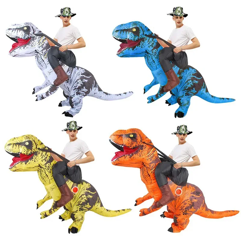 Terno inflável Tyrannosaurus Rex para adultos, cosplay de esportes ao ar livre, carnaval de Natal, dinossauro montado, festa de carnaval