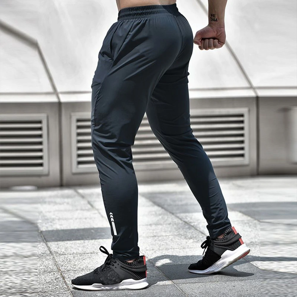 Men\'s Quick Drying Fitness Sports Pants Invisible Open Crotch Outdoor Sex Running Training Slim Elastic Small Feet Trousers