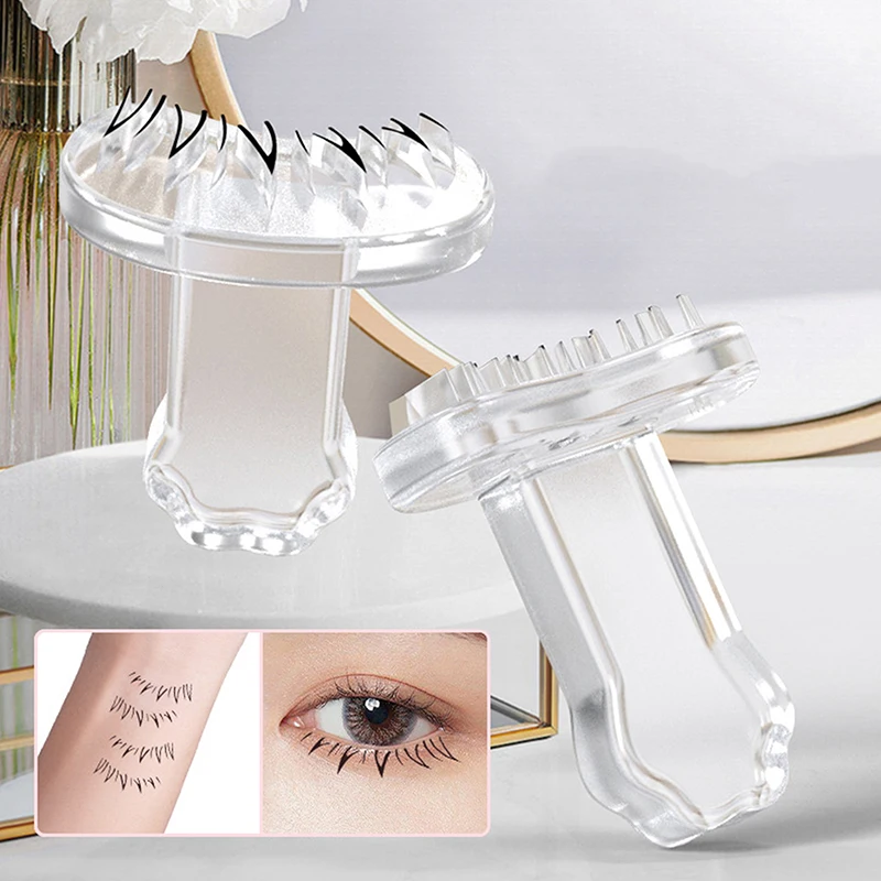 Siliconen onderste wimperstempel met handvat, valse wimperstempel, oefenapplicator, beginnersvriendelijk wimpertrainingshulpmiddel