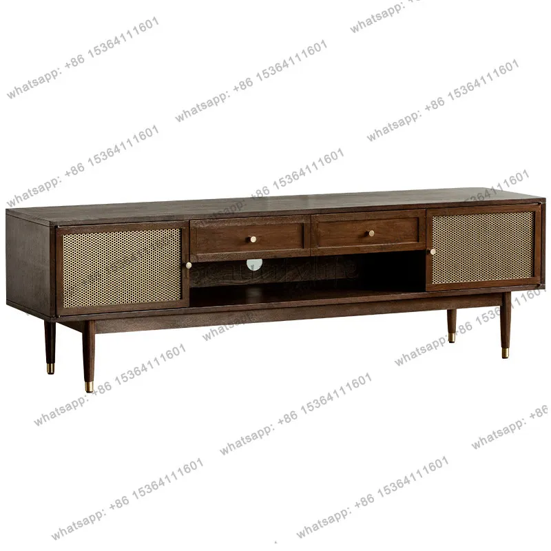 

Solid wood light luxury Nordic black walnut TV cabinet modern simple small apartment living room furniture