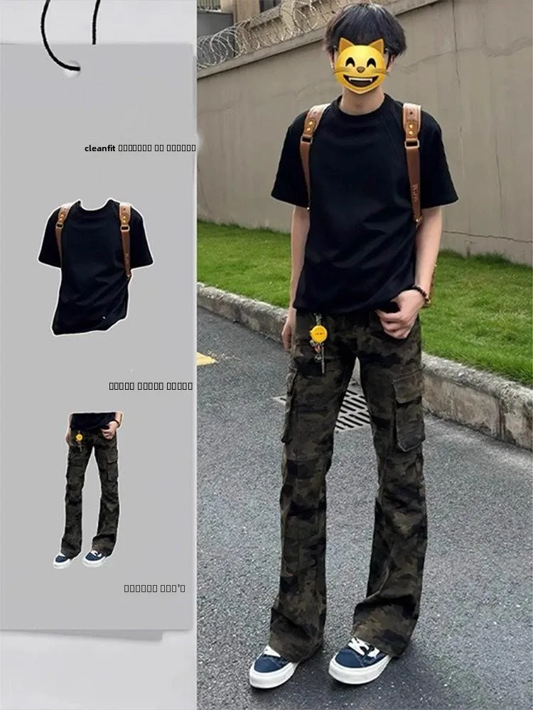 

Мужские джинсы Cleanfit Bla Camouflage, осенний модный комплект, стиль High Street, стандартная ширина по бедрам