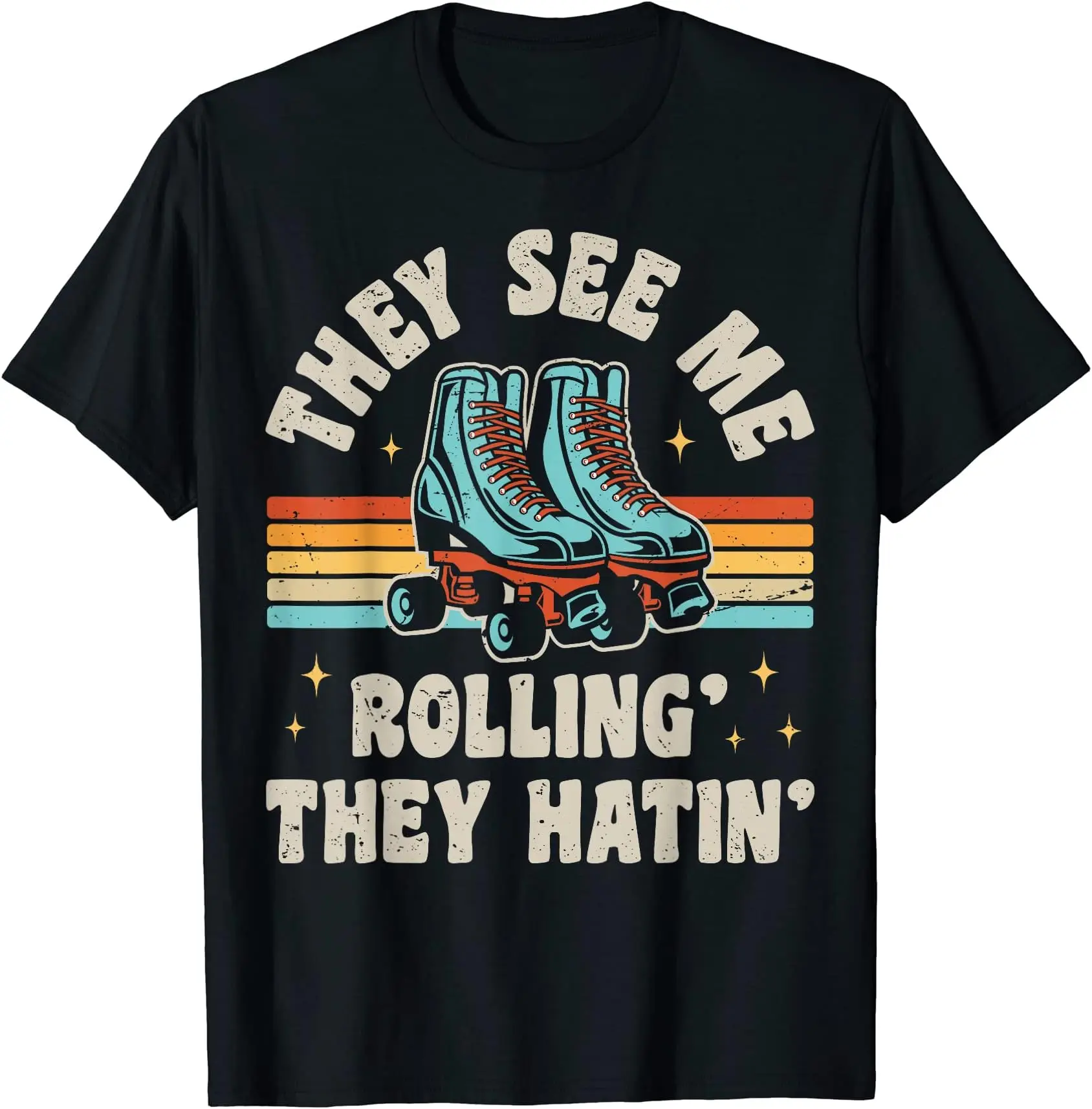 Roller Skating They See Me Rollin' They Hatin' Skater For Men Clothing Women Tees Y2K Tops Unisex Summer Short Sleeve