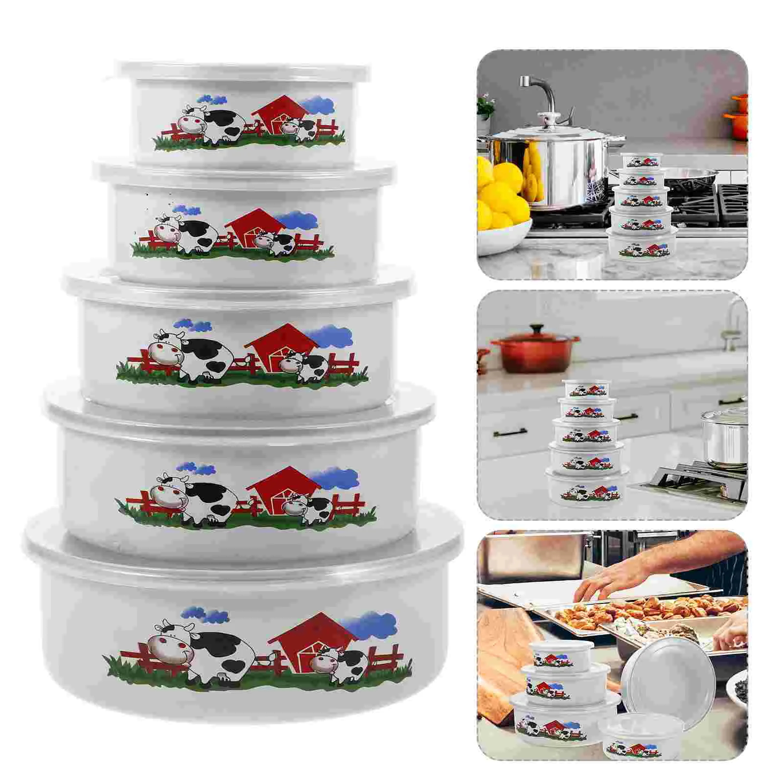 

Enamel Bowl Thickened Fresh-keeping Retro Style Basin Enameled Lard Oil Storage Multifunction Instant Noodle Kitchen Egg Mixing