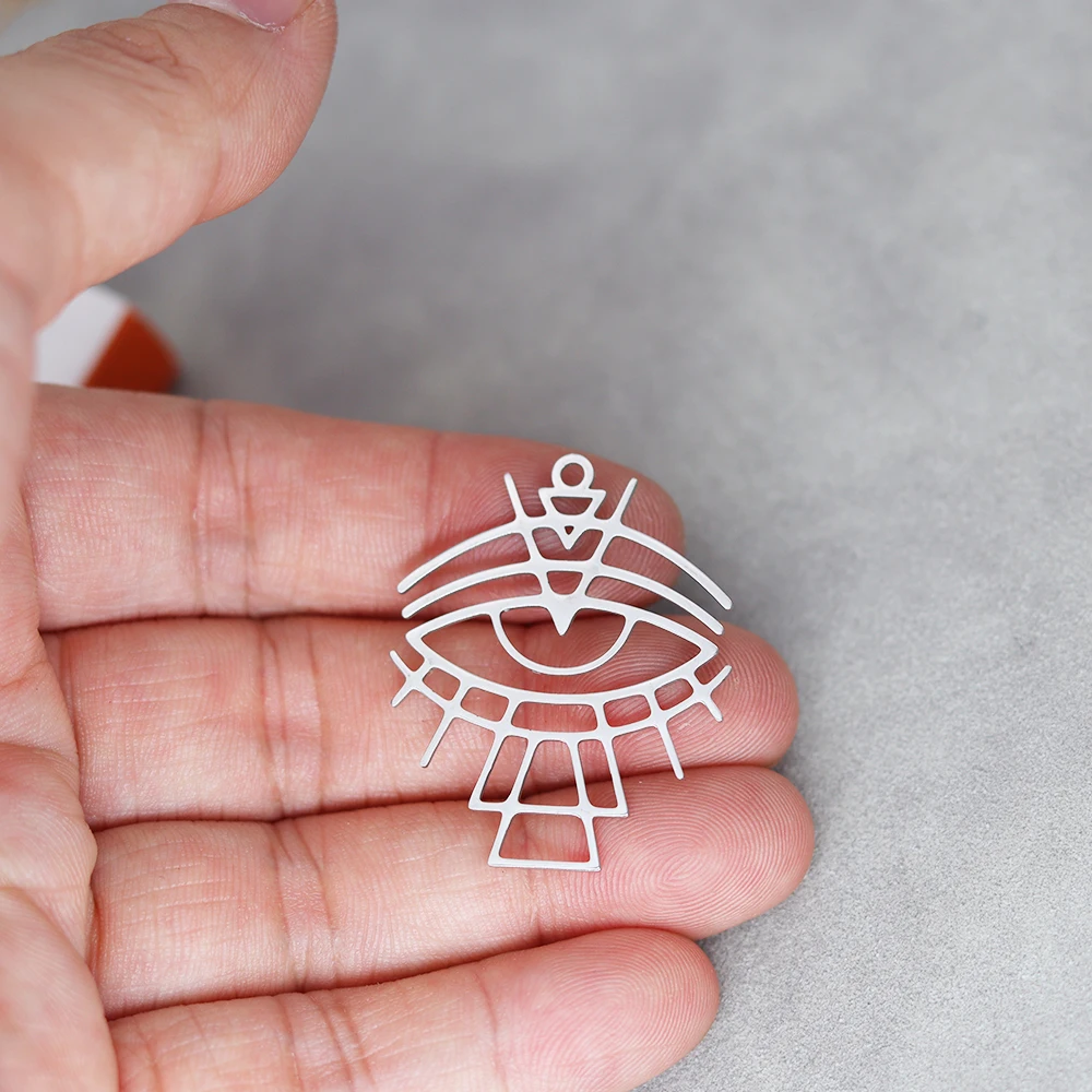 3PCS Devil Eye Tassels Dreamcatcher DIY Earrings Stainless Steel Pendant Charm For Jewelry Making Necklace Women Girl Accessory