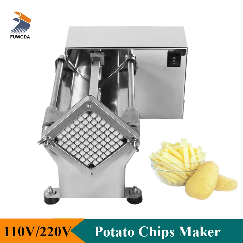

Electric Potato Chips Making Machine With 3 Sizes Blade Tabletop Carrot Sweet Potato Cucumber Strips Cutter Stainless Steel