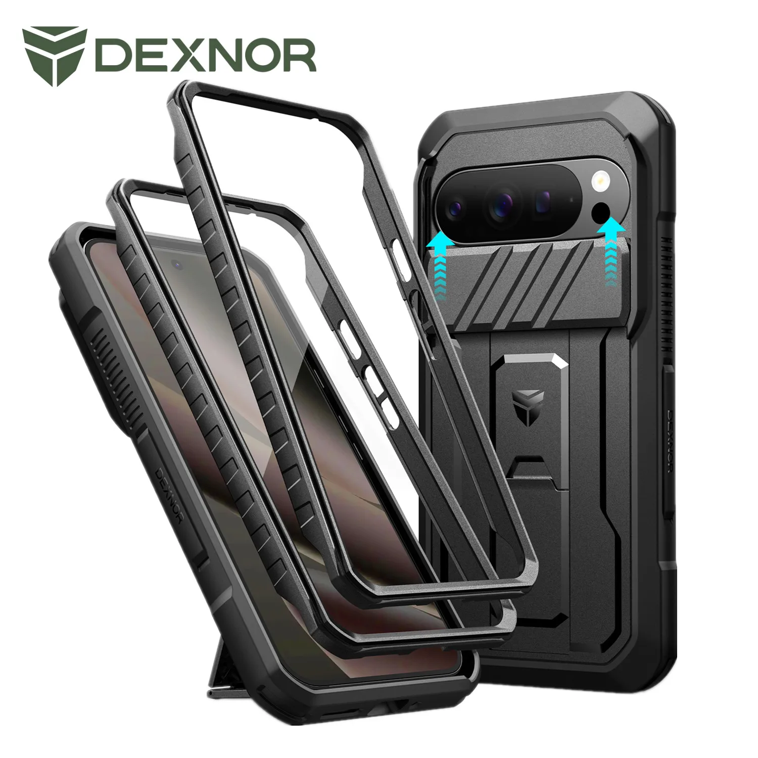 

Чехол для Google Pixel 10 Pro XL с выдвижной крышкой камеры и встроенной защитной пленкой для экрана, прочный бампер, противоударный чехол